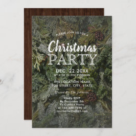 Convite Festa de Natal Rustic Evergreen & Pine Branch