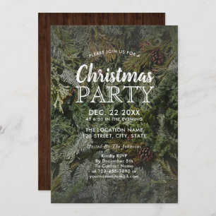Convite Festa de Natal Rustic Evergreen & Pine Branch