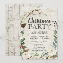 Convite Festa de Natal Rustic Holiday Wreath White Birk
