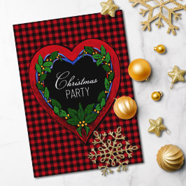 Convite Festa de Natal Rustic Red Heart