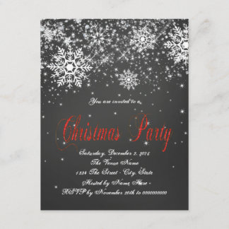 Convite Festa de Natal Rustic Red Snowflake Chalkboard