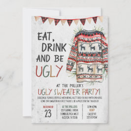 Convite Festa de Natal Rustic Ugly Sweater