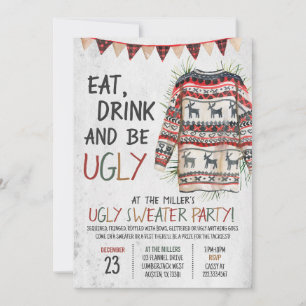 Convite Festa de Natal Rustic Ugly Sweater