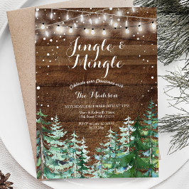 Convite Festa de Natal Rustic Wood Jingle & Mingle