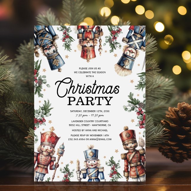 Convite Festa de Natal Rústica com quebra-nozes (Criador carregado)
