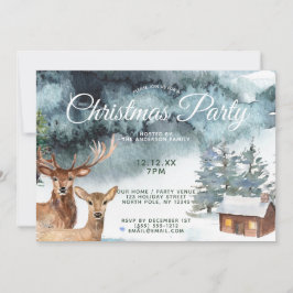 Convite Festa de Natal rústica dos animais da floresta da