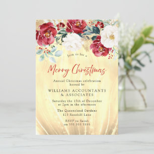 Convite Festa de Natal Rústica, Dourada Branca,  e Feliz