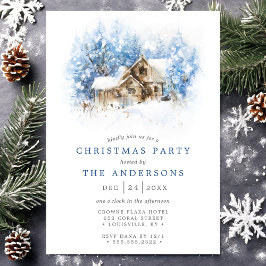 Convite Festa de Natal Rústica em Aquarela na Cabana Campe
