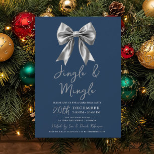 Convite Festa de Natal Silver Jingle Mingle Arco Azul-Mari