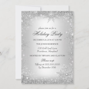 Convite Festa de Natal Silver Winter Wonderland