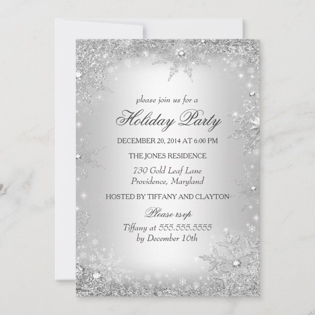 Convite Festa de Natal Silver Winter Wonderland (Frente)