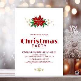 Convite Festa de Natal Simples da Poinsettia Vermelha