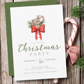 Convite Festa de Natal Simples e Vintage com Cana de Açúca