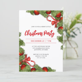 Convite Festa de Natal Simples Festiva Baubles