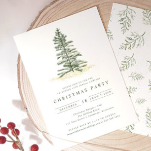 Convite Festa de Natal Simples Vintage Evergreen