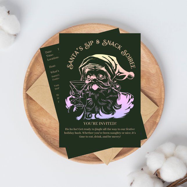 Convite Festa de Natal Sip & Snack Soiree dos papais noeis (Criador carregado)