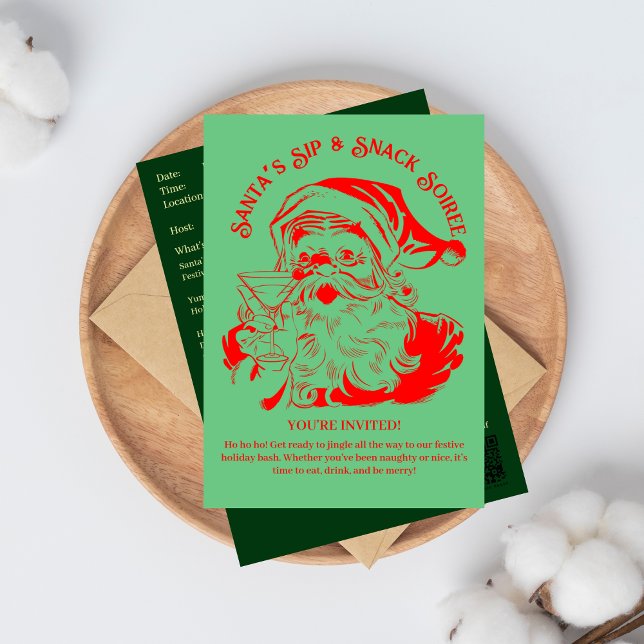 Convite Festa de Natal Sip & Snack Soiree dos papais noeis (Criador carregado)