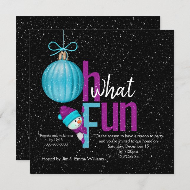 Convite Festa de Natal Snowman (Frente/Verso)