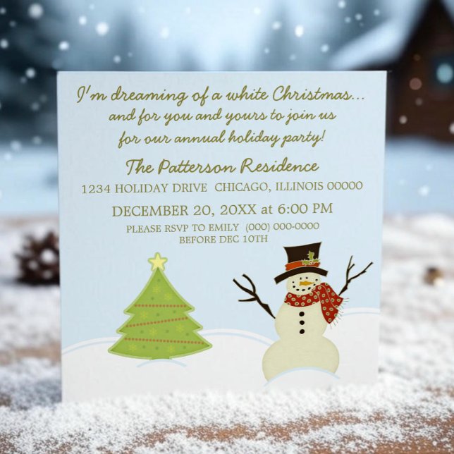 Convite Festa de Natal Snowman e Tree Convidam (Snowman and Tree Christmas Party Invite)