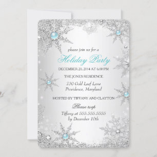 Convite Festa de Natal Teal Winter Wonderland 4a