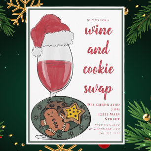 Convite Festa de Natal Troca de Vinho e Biscoito