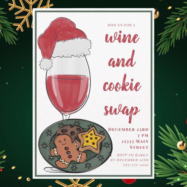 Convite Festa de Natal Troca de Vinho e Biscoito (Criador carregado)