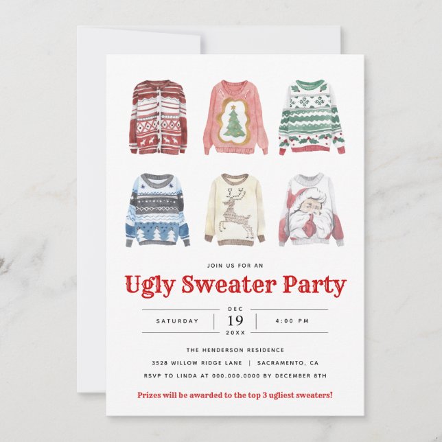 Convite Festa de Natal Ugly Sweater (Frente)