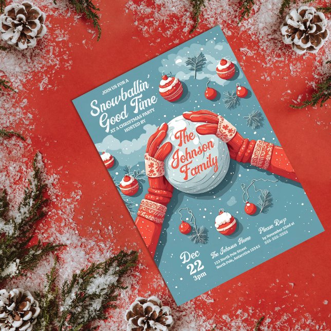 Convite Festa de Natal única divertida de Snowball (Criador carregado)