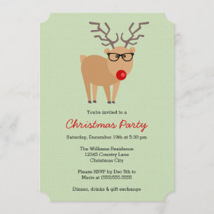 Convite Festa de Natal Verde do Hipster Reindeer
