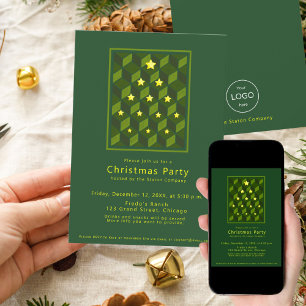 Convite Festa de Natal Verde Inspirada por Escher Minimali