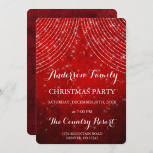 Convite Festa de Natal vermelha do anuário da luz da corda