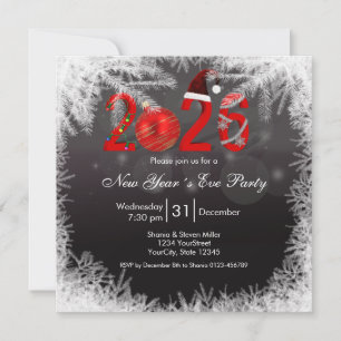 Convite Festa de Natal Vermelho 2026 Ano Novo