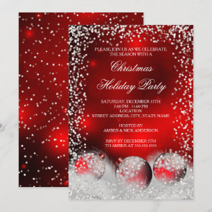 Convite Festa de Natal Vermelho Branco Bolha de Neve