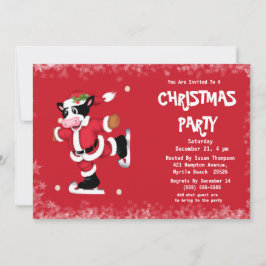 Convite Festa de Natal Vermelho de Vaca de Pé-Gelo