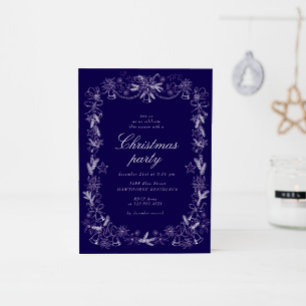 Convite Festa de Natal Vermelho de Vintage Desenhada