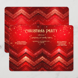 Convite Festa de Natal Vermelho Decorativo Brilhante
