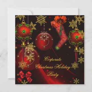 Convite FESTA DE NATAL Vermelho Dourado Feriado Corporativ