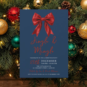 Convite Festa de Natal Vermelho Jingle Mingle Glam Laço Az