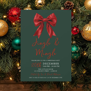 Convite Festa de Natal Vermelho Jingle Mingle Glam Laço Ve