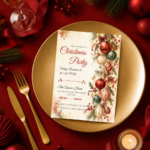 Convite Festa de Natal Vintage Elegante