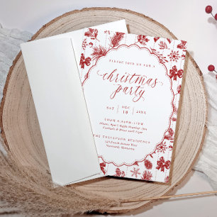 Convite Festa de Natal Vintage Elegante Coquete com Laços