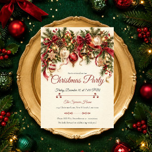 Convite Festa de Natal Vintage Festivo