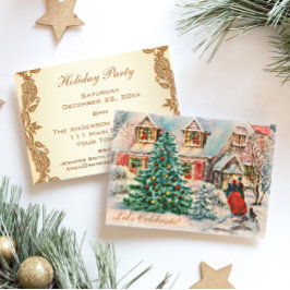 Convite Festa de Natal Vintage Victorian Holidian House
