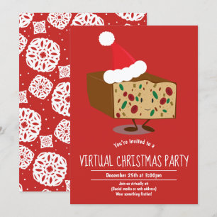 Convite Festa de Natal Virtual do Cartoon Fruitcake