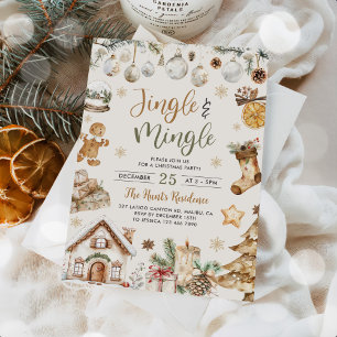 Convite Festa de Natal Watercolor Jingle & Mingle
