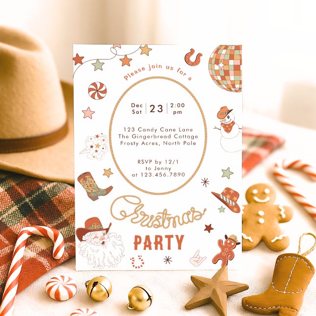 Convite Festa de Natal Western Howdy (Criador carregado)