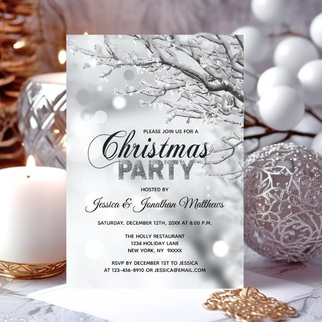 Convite FESTA DE NATAL Winter Wonderland Snow 3"x5" (CHRISTMAS PARTY Winter Wonderland Snow 3x5 Invitation)