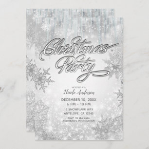 Convite Festa de Natal Winter Wonderland White Snowflakes