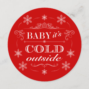 Convite Festa de Neve Feriado Bebê É Frio Lá Fora