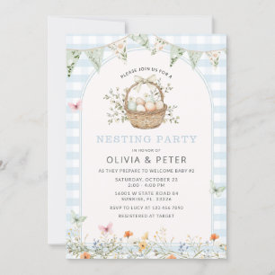 Convite Festa de Ninho Azul Preparem o Chá de fraldas Nest